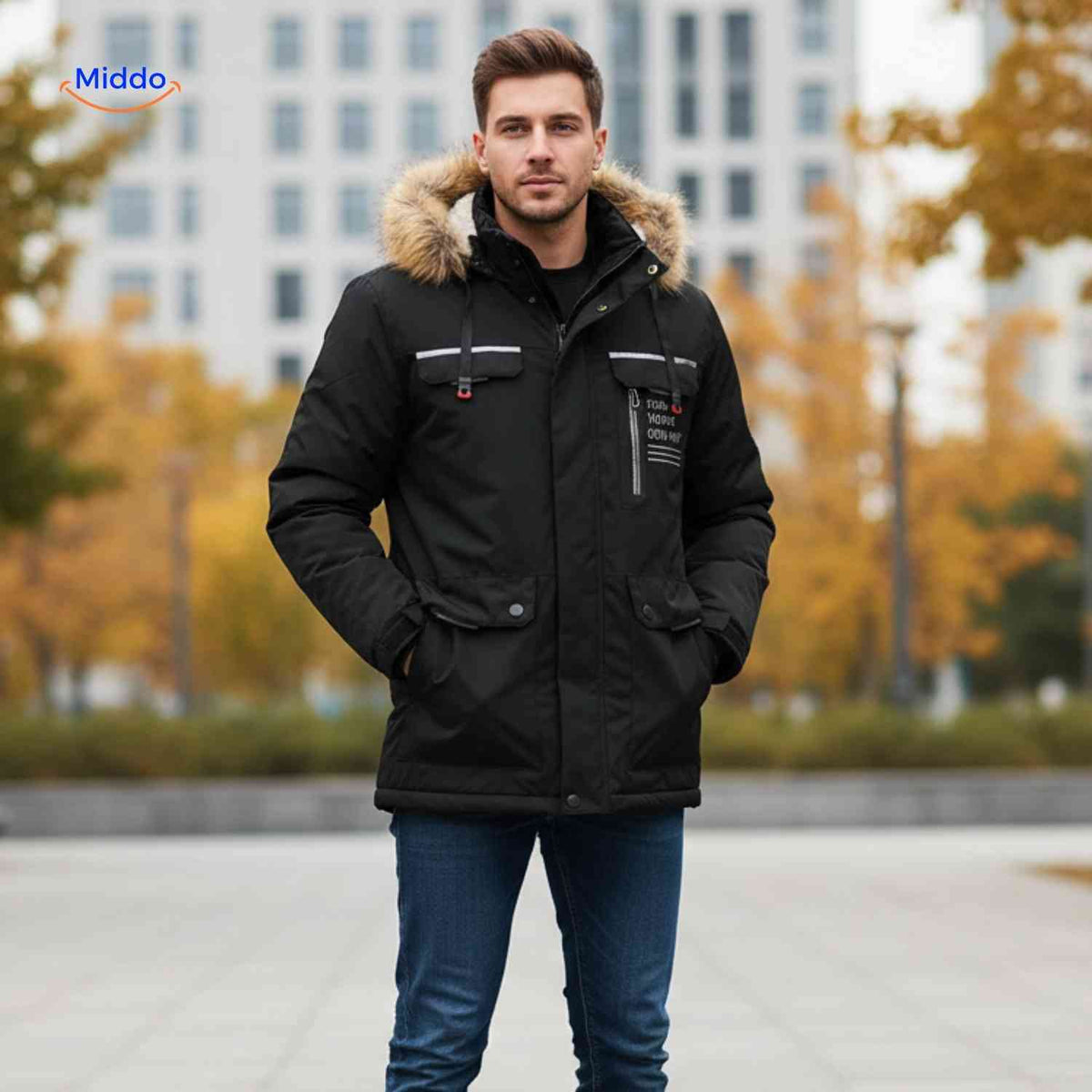 Waterdichte Herenparka met Capuchon en Bontkraag – Zwart Groen Beige – Winterjas Heren 4-in-1 Outdoor | Sulvida