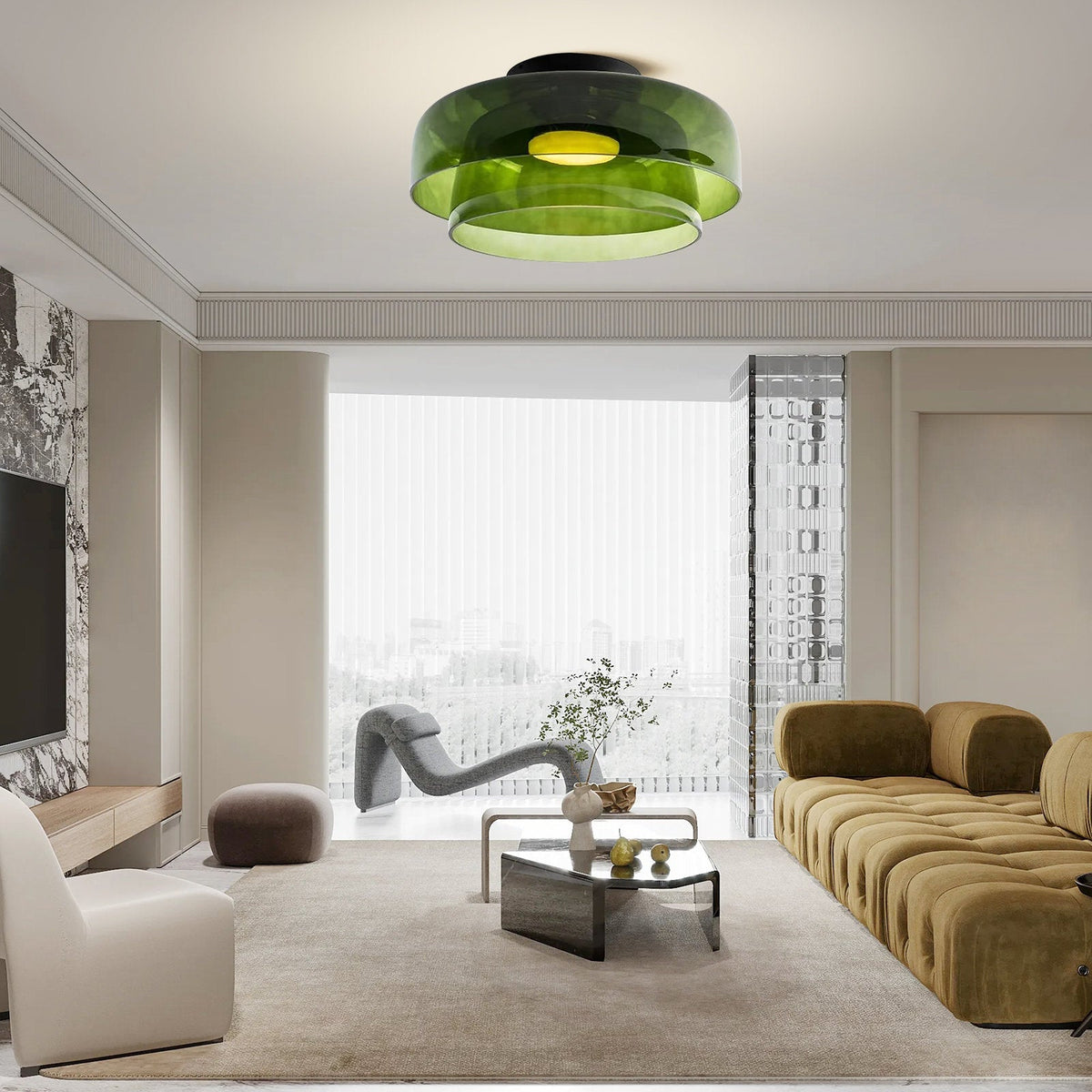 Glazen Plafondlamp Gelaagd Design Meerdere Formaten Warm Wit LED Licht Eetkamer Woonkamer Keuken Slaapkamer | Sulvida
