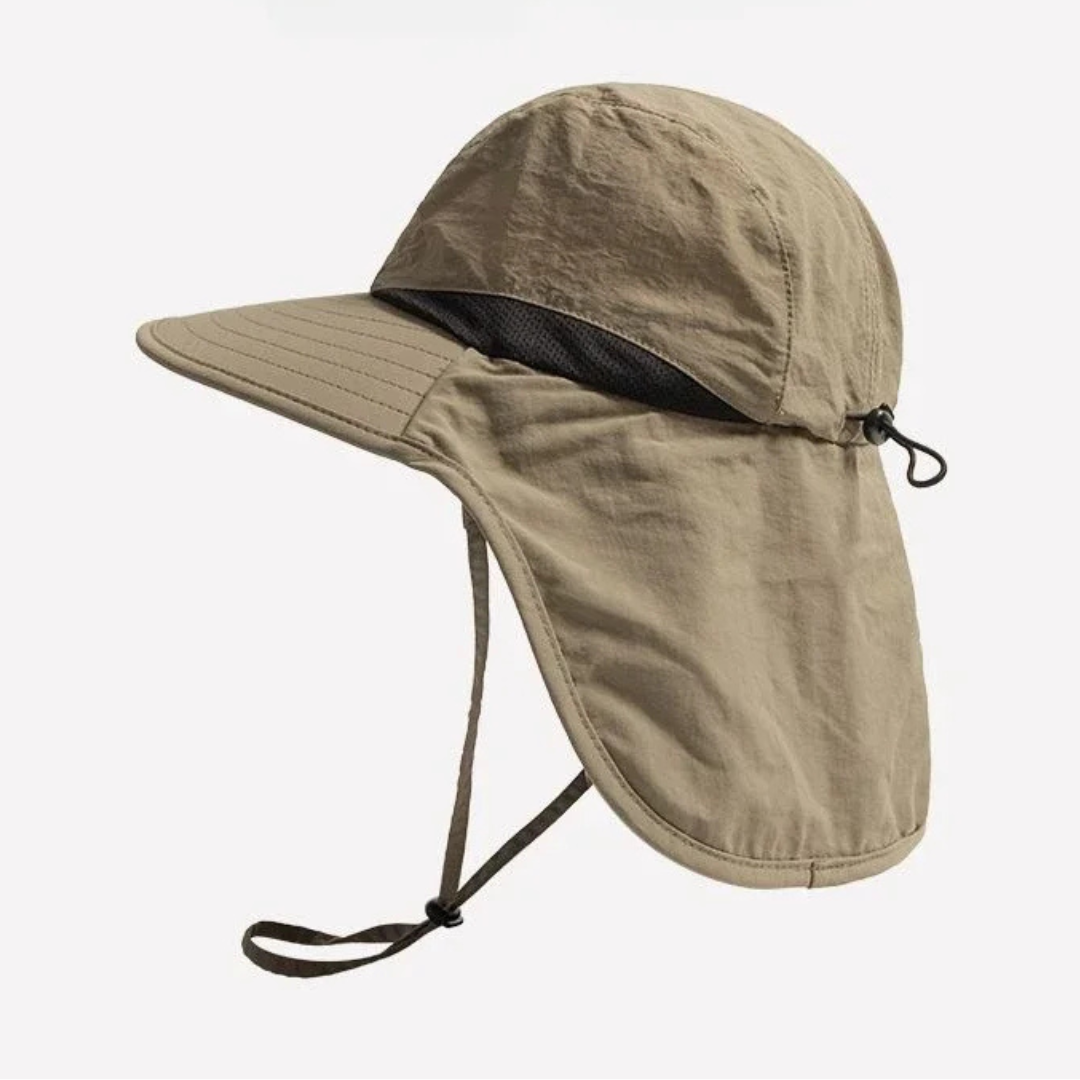 Buitenhoed met Nekflap en Brede Rand voor Wandelaars en Vissers UPF 50+ Zonbescherming Beige Unisex Zomer | Sulvida