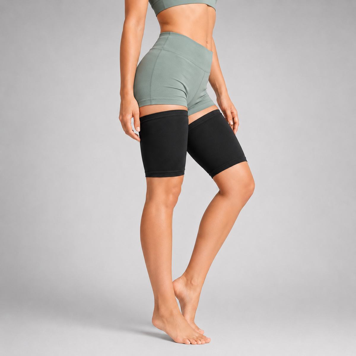 Ultra Dunne Compressiesleeve voor Dijen Beige M Unisex Ademend Discreet Sportsteun Dijbeenbescherming | Sulvida
