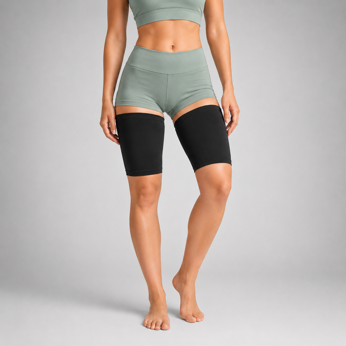 Ultra Dunne Compressiesleeve voor Dijen Beige M Unisex Ademend Discreet Sportsteun Dijbeenbescherming | Sulvida
