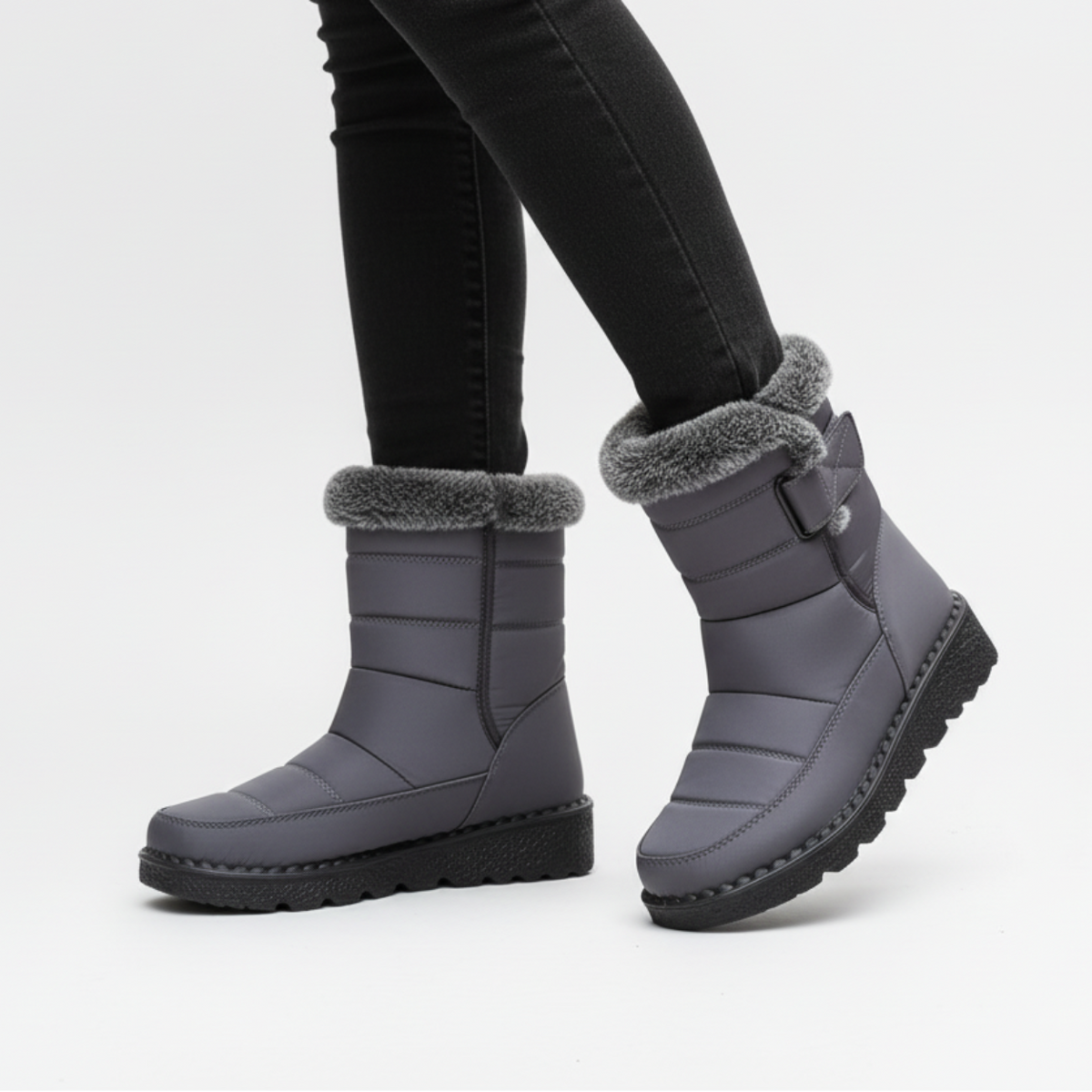 Geïsoleerde Winterlaarzen Dames Waterdicht Warm Gevoerd met Klittenbandsluiting Sneeuwlaarzen Antislip | Sulvida