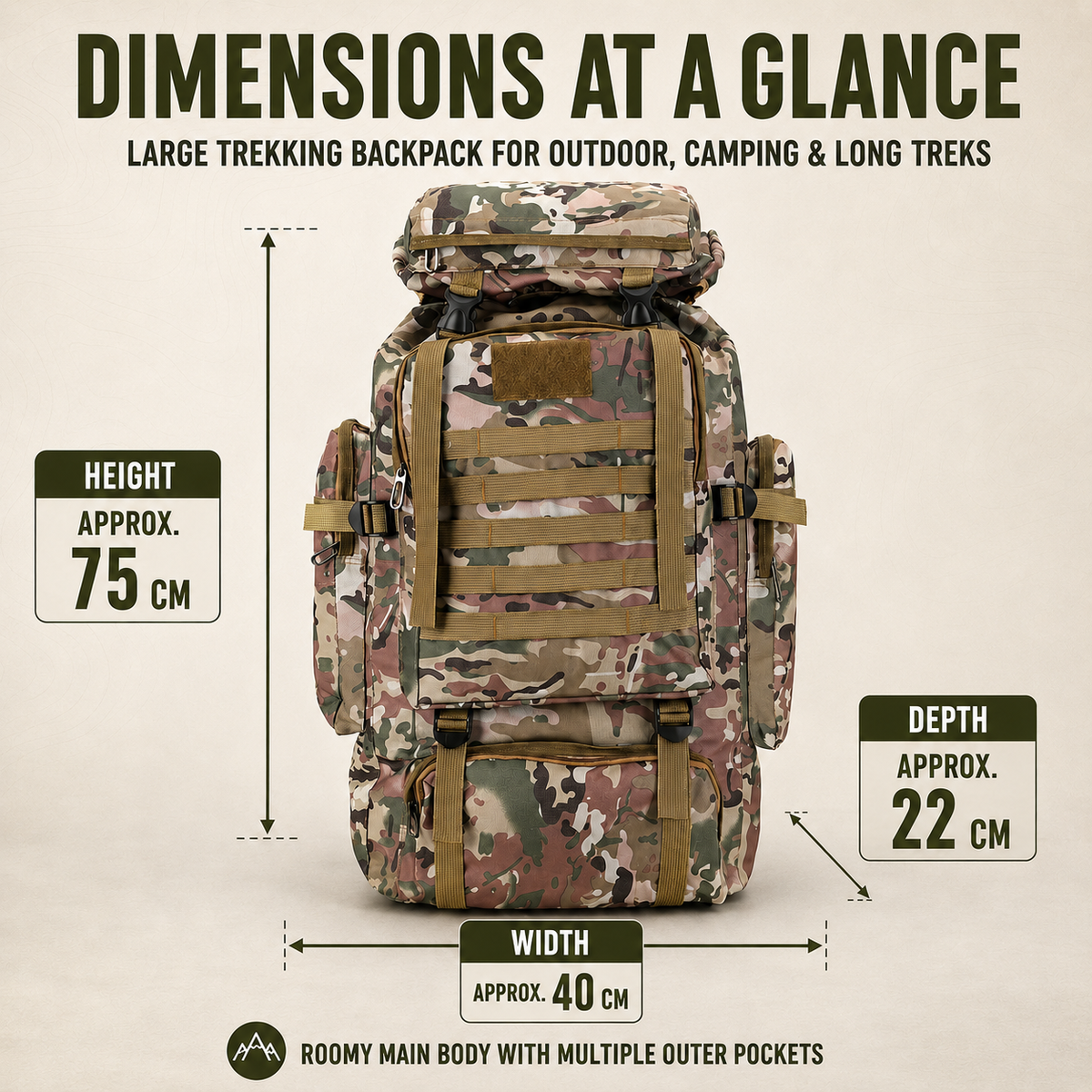 80 Liter Trekking Rugzak met MOLLE Systeem Waterdicht voor Backpackers Outdooravonturiers en Camping | Sulvida