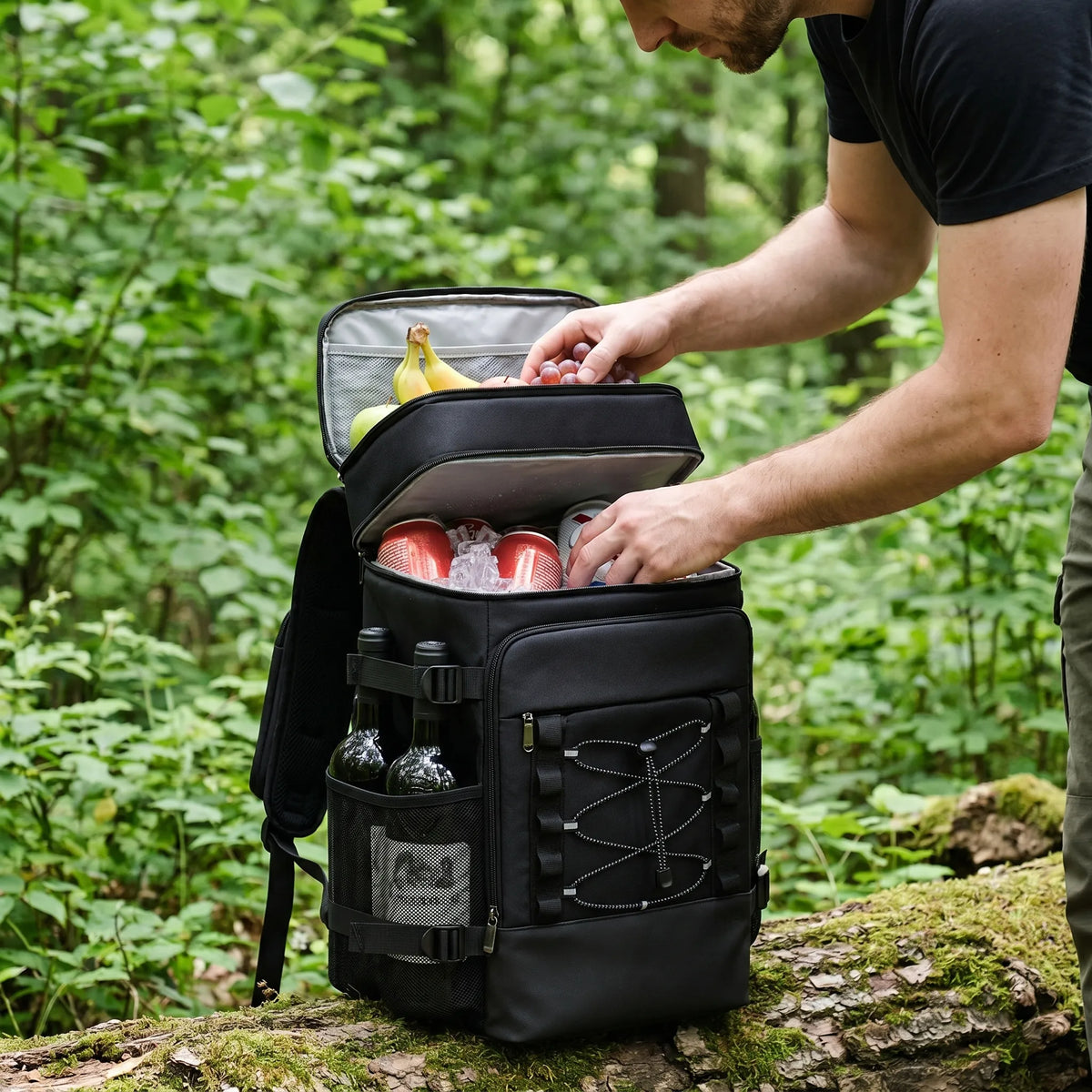 Geïsoleerde Koeltas Rugzak Grijs 22×28×40cm Handsfree Picknick Outdoors Camping Lunchtas Tuin BBQ Strand | Sulvida