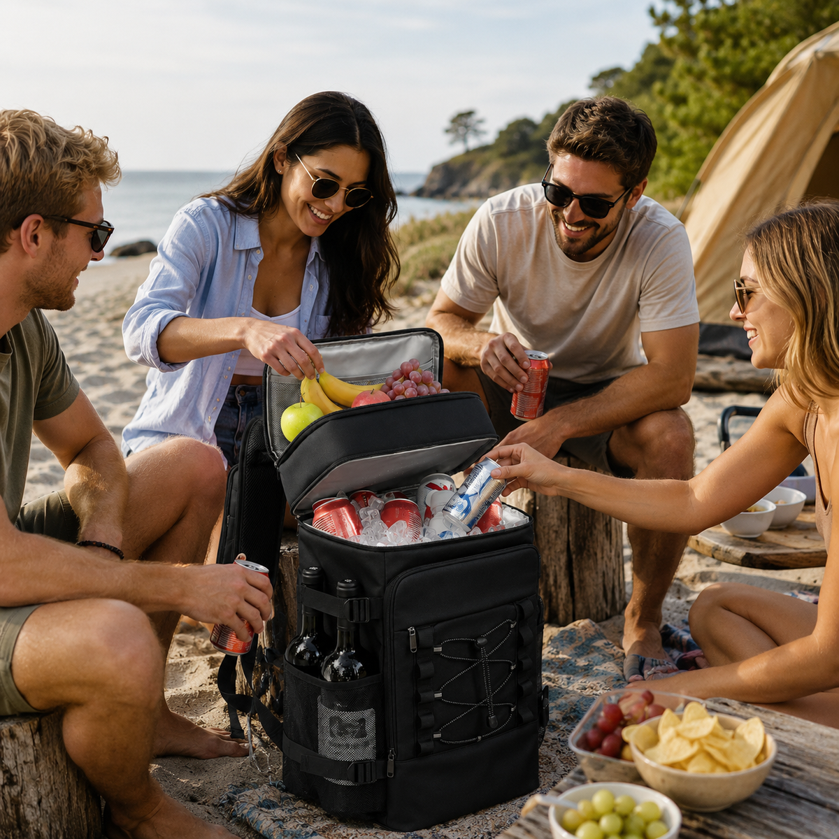 Geïsoleerde Koeltas Rugzak Grijs 22×28×40cm Handsfree Picknick Outdoors Camping Lunchtas Tuin BBQ Strand | Sulvida
