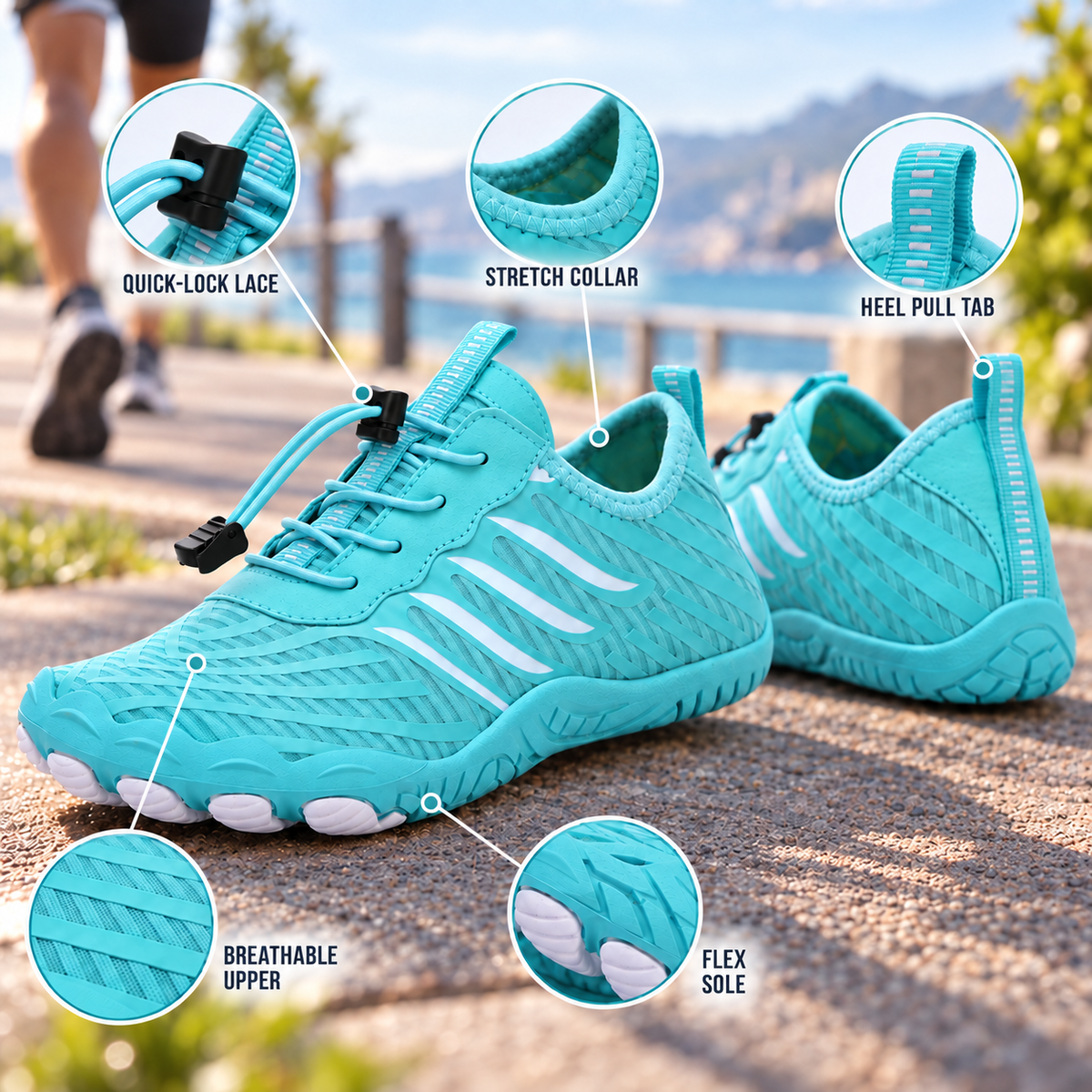 Amfibische Waterschoenen Sneldrogend Blootsvoets Zwart Blauw Grijs Wit Unisex Watersport Multifunctioneel | Sulvida