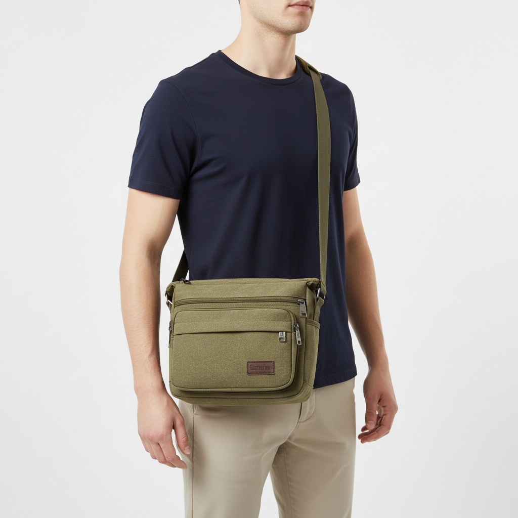 Canvas Crossbody Schoudertas – Vintage Messenger Bag Kanvas met Verstelbare Draagband voor Dagelijks Gebruik | Sulvida