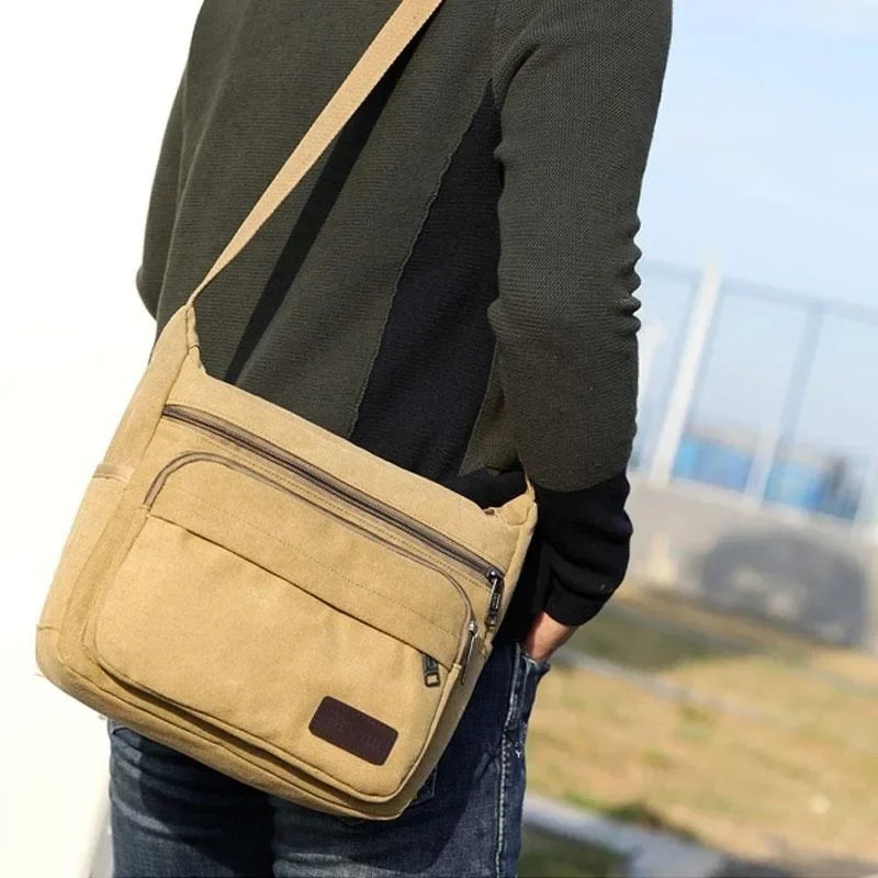 Canvas Crossbody Schoudertas – Vintage Messenger Bag Kanvas met Verstelbare Draagband voor Dagelijks Gebruik | Sulvida