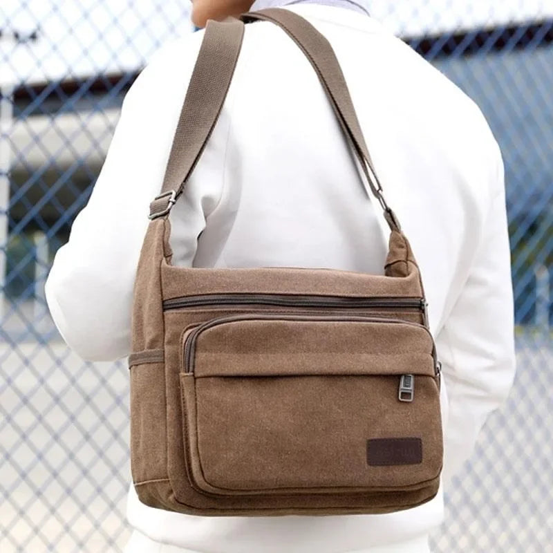 Canvas Crossbody Schoudertas – Vintage Messenger Bag Kanvas met Verstelbare Draagband voor Dagelijks Gebruik | Sulvida