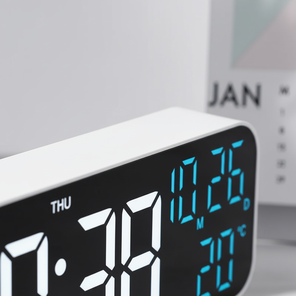 Digitale LED-tafelklok met temperatuurweergave spraakbesturing dimfunctie - modern design voor slaapkamer kantoor | Sulvida
