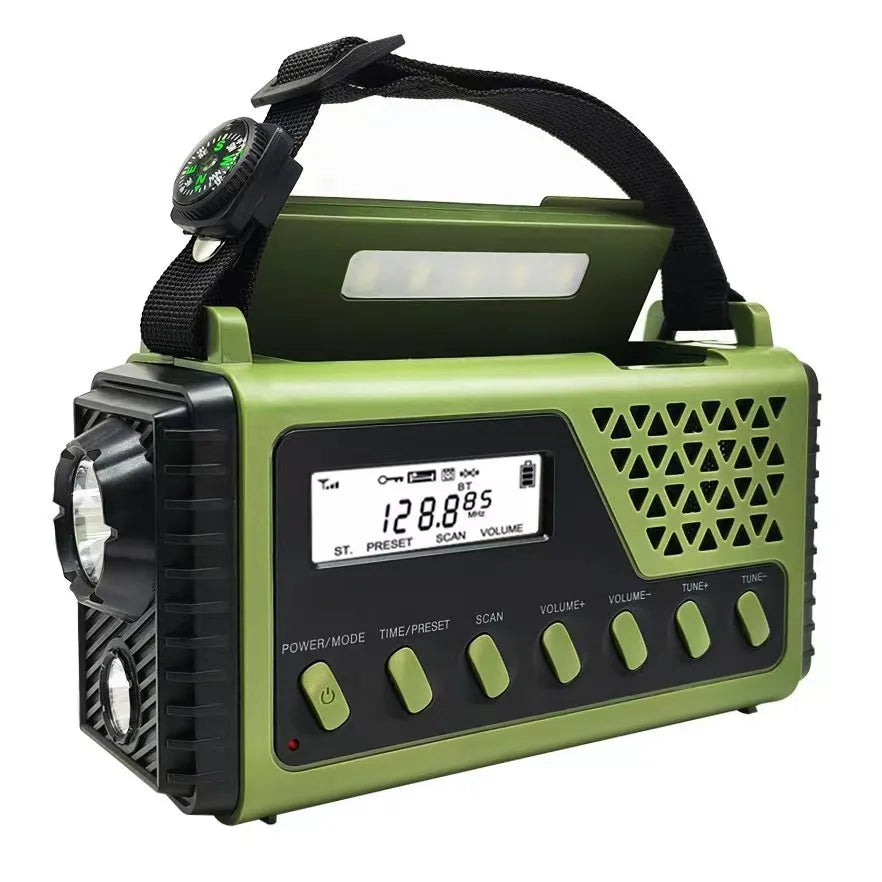 Handcrank Noodradio met Zonne-energie AM FM en Bluetooth Speaker voor Stroomuitval Camping Outdoor Wandelen | Sulvida