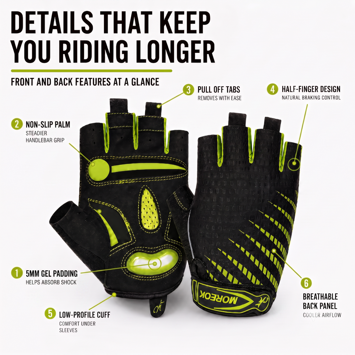 Fietshandschoenen Half-Finger met Gel Padding Ademend Antislip – Comfortabele Sporthandschoenen Fietsen | Sulvida