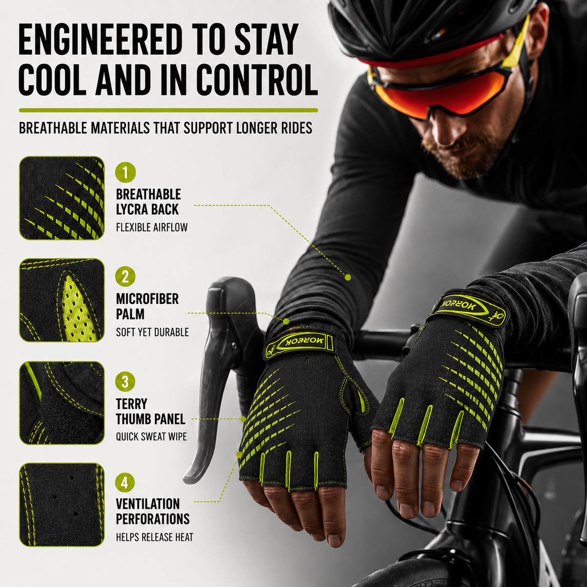 Fietshandschoenen Half-Finger met Gel Padding Ademend Antislip – Comfortabele Sporthandschoenen Fietsen | Sulvida