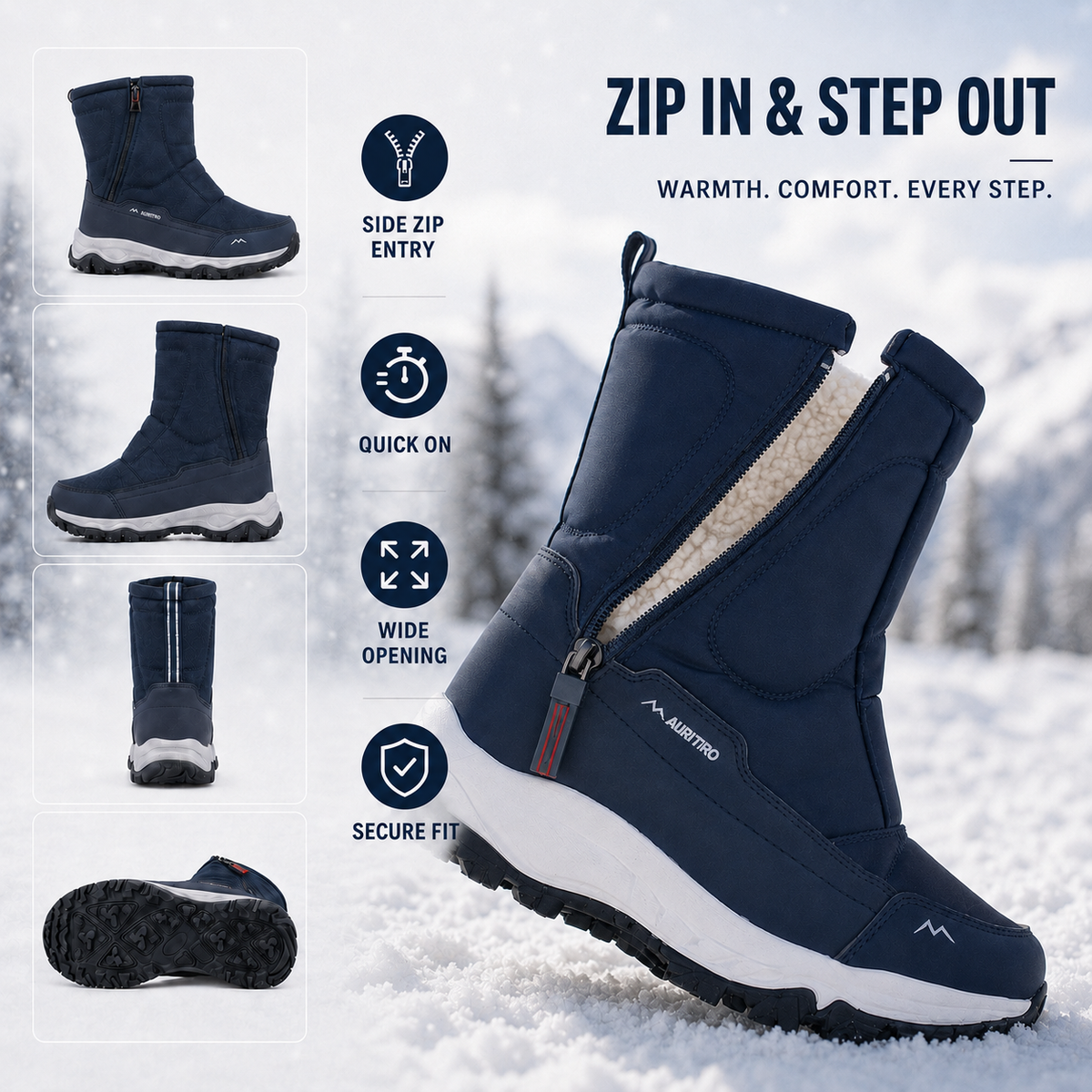 Waterdichte Geïsoleerde Winterlaarzen Warme Sneeuwlaarzen voor Herfst Winter Outdoor Wandelen en Trekking | Sulvida