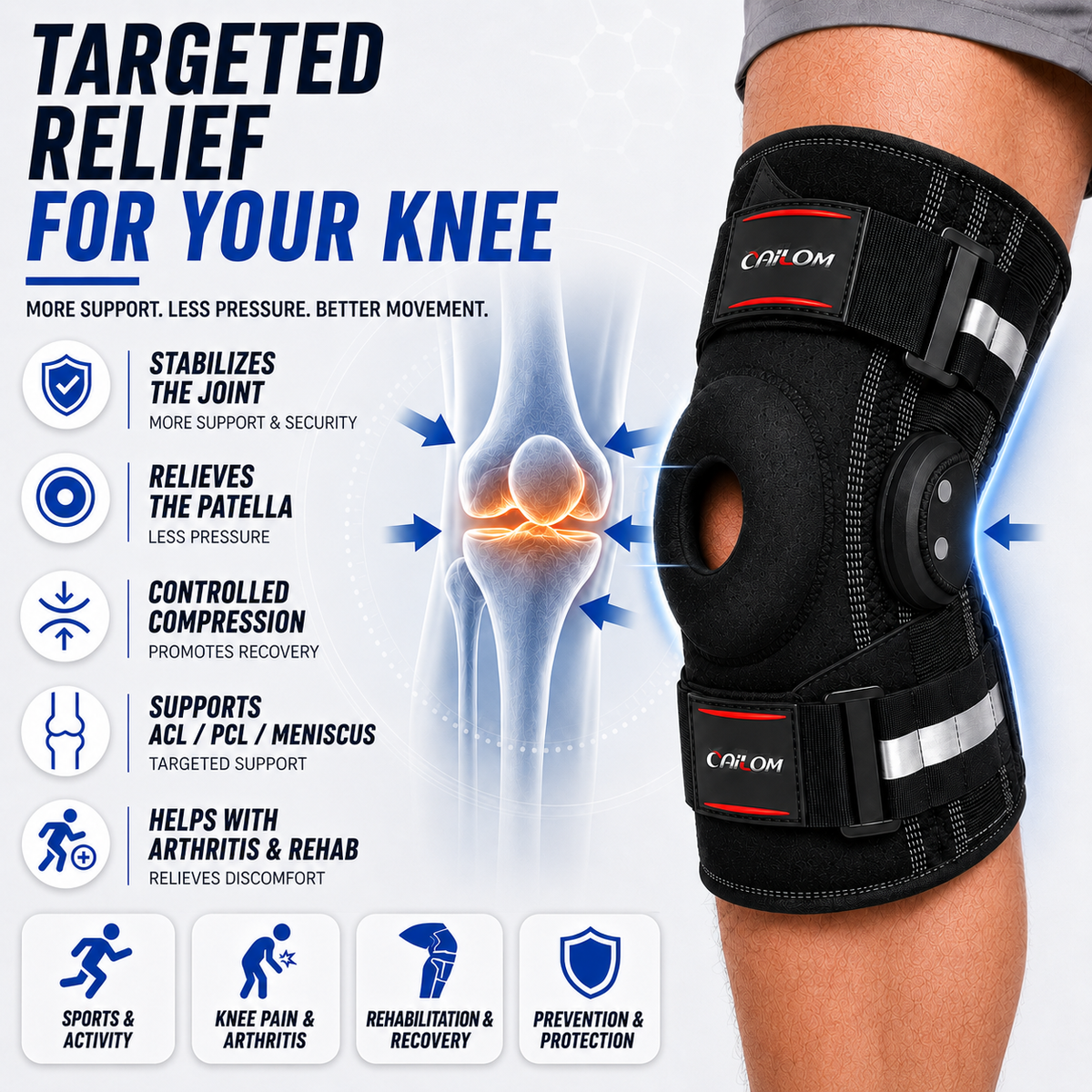 Verstelbare Kniebrace met Scharnieren voor Optimale Stabilisatie Compressie Pijnverlichting bij Sport en Herstel | Sulvida