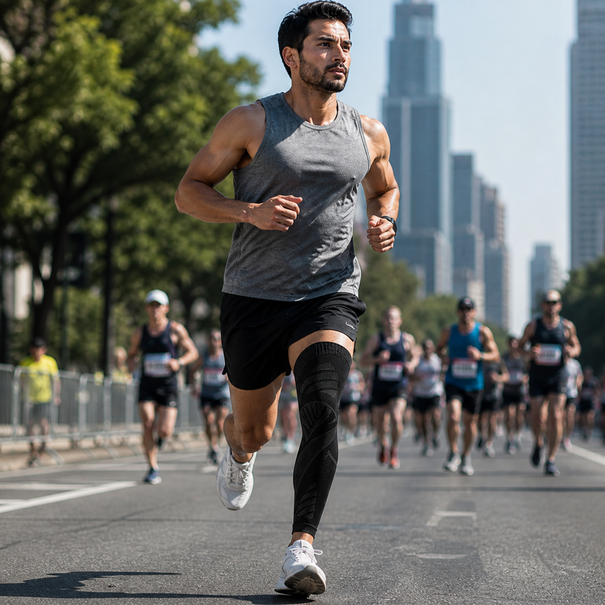 Full-leg Compressiekous Beenbeschermer Steun Sportbrace Knie en Onderbeen voor Hardlopen en Training | Sulvida