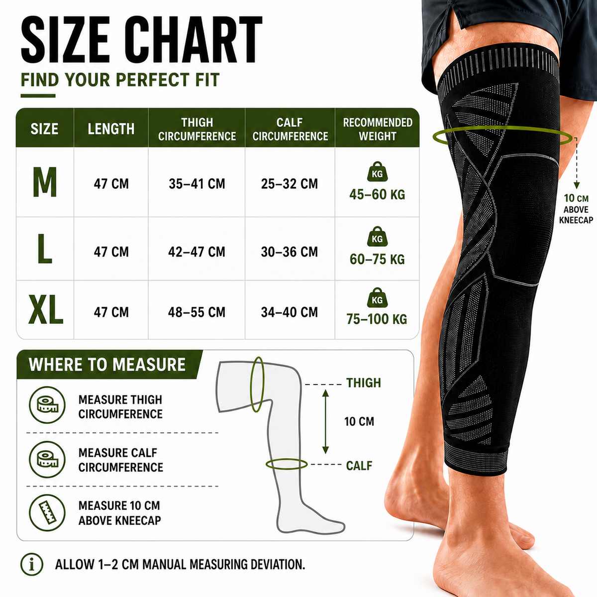 Full-leg Compressiekous Beenbeschermer Steun Sportbrace Knie en Onderbeen voor Hardlopen en Training | Sulvida