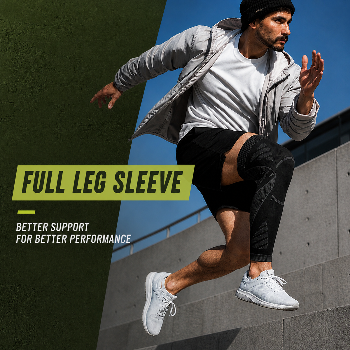 Full-leg Compressiekous Beenbeschermer Steun Sportbrace Knie en Onderbeen voor Hardlopen en Training | Sulvida