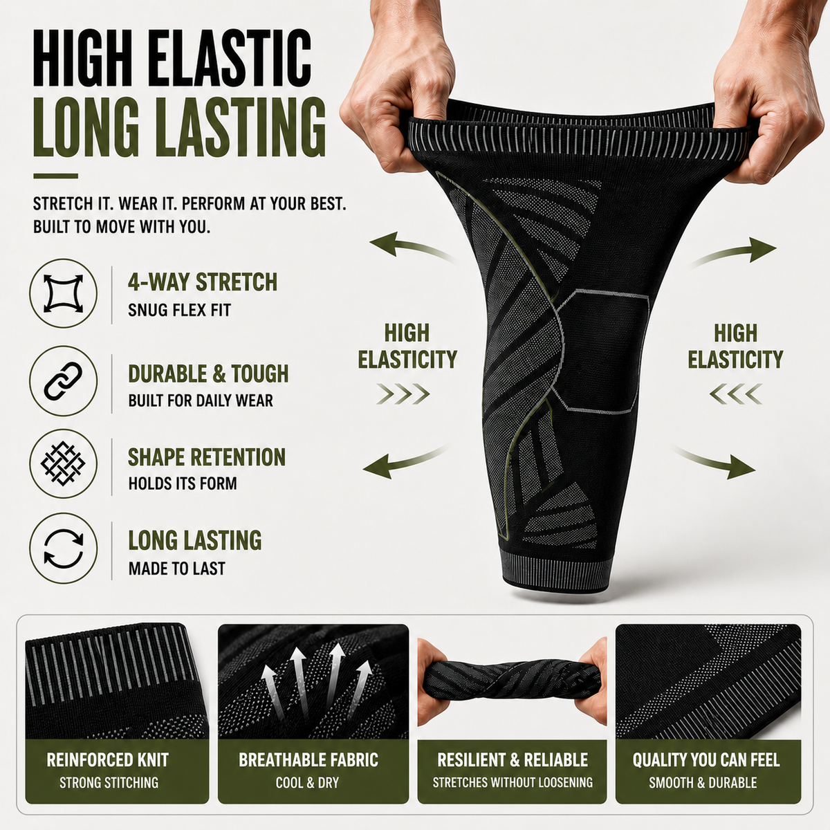Full-leg Compressiekous Beenbeschermer Steun Sportbrace Knie en Onderbeen voor Hardlopen en Training | Sulvida