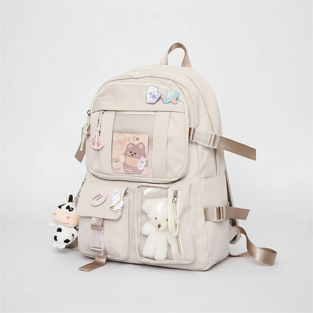 Studentenrugzak 20-35L Preppy Stijl Schooltas Laptopvak Roze Beige Zwart Blauw Groen Paars Dagelijks Gebruik | Sulvida
