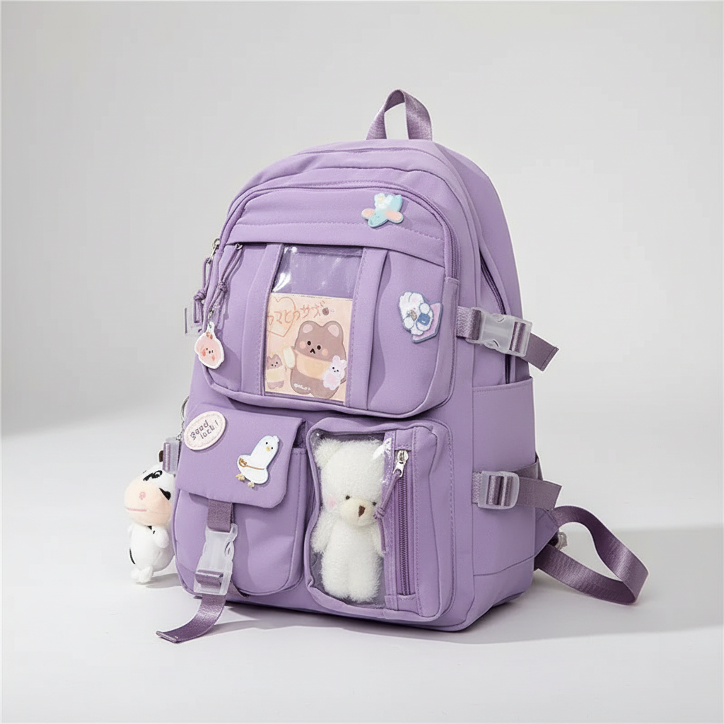 Studentenrugzak 20-35L Preppy Stijl Schooltas Laptopvak Roze Beige Zwart Blauw Groen Paars Dagelijks Gebruik | Sulvida
