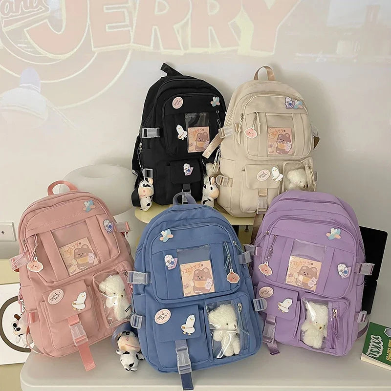 Studentenrugzak 20-35L Preppy Stijl Schooltas Laptopvak Roze Beige Zwart Blauw Groen Paars Dagelijks Gebruik | Sulvida