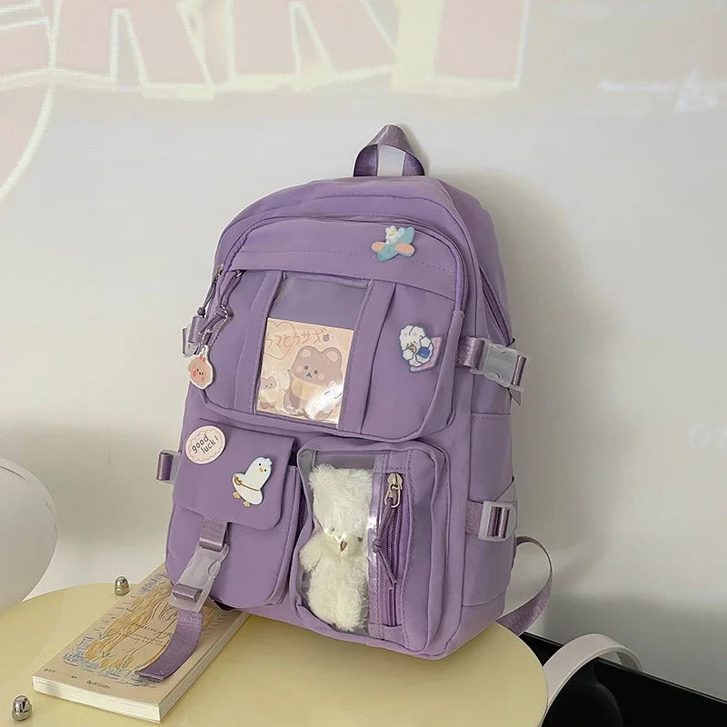 Studentenrugzak 20-35L Preppy Stijl Schooltas Laptopvak Roze Beige Zwart Blauw Groen Paars Dagelijks Gebruik | Sulvida