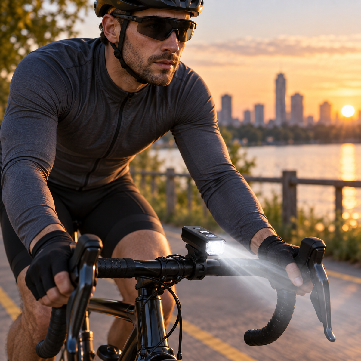 Oplaadbare LED-Fietslamp met Lichtsensor en Verstelbare Bundel voor Veilig Fietsen Overdag en 's Nachts | Sulvida