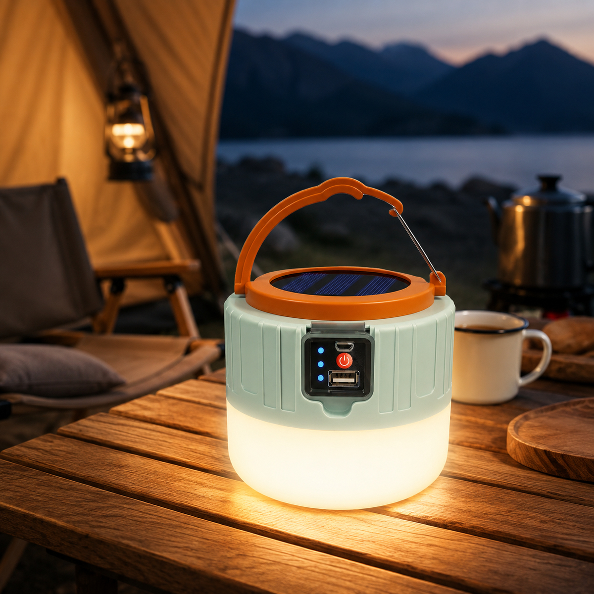 Draagbare LED-Lantaarn met Zonnelaadpaneel en USB-Oplaadoptie voor Camping Noodsituaties Wandelen Outdoor | Sulvida