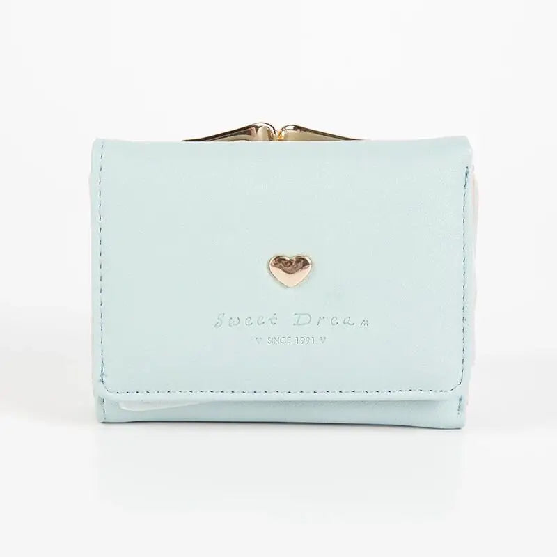 Portefeuille compact pliant avec compartiment à pièces et détail en forme de cœur - Portefeuille pratique pour femme - Design élégant | Sulvida