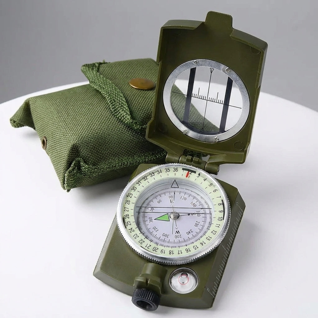 Opvouwbaar Viziercompas Lensatic Kompas met Waterpas Meetfunctie Landmeten Orientatie Outdoor Navigatie | Sulvida