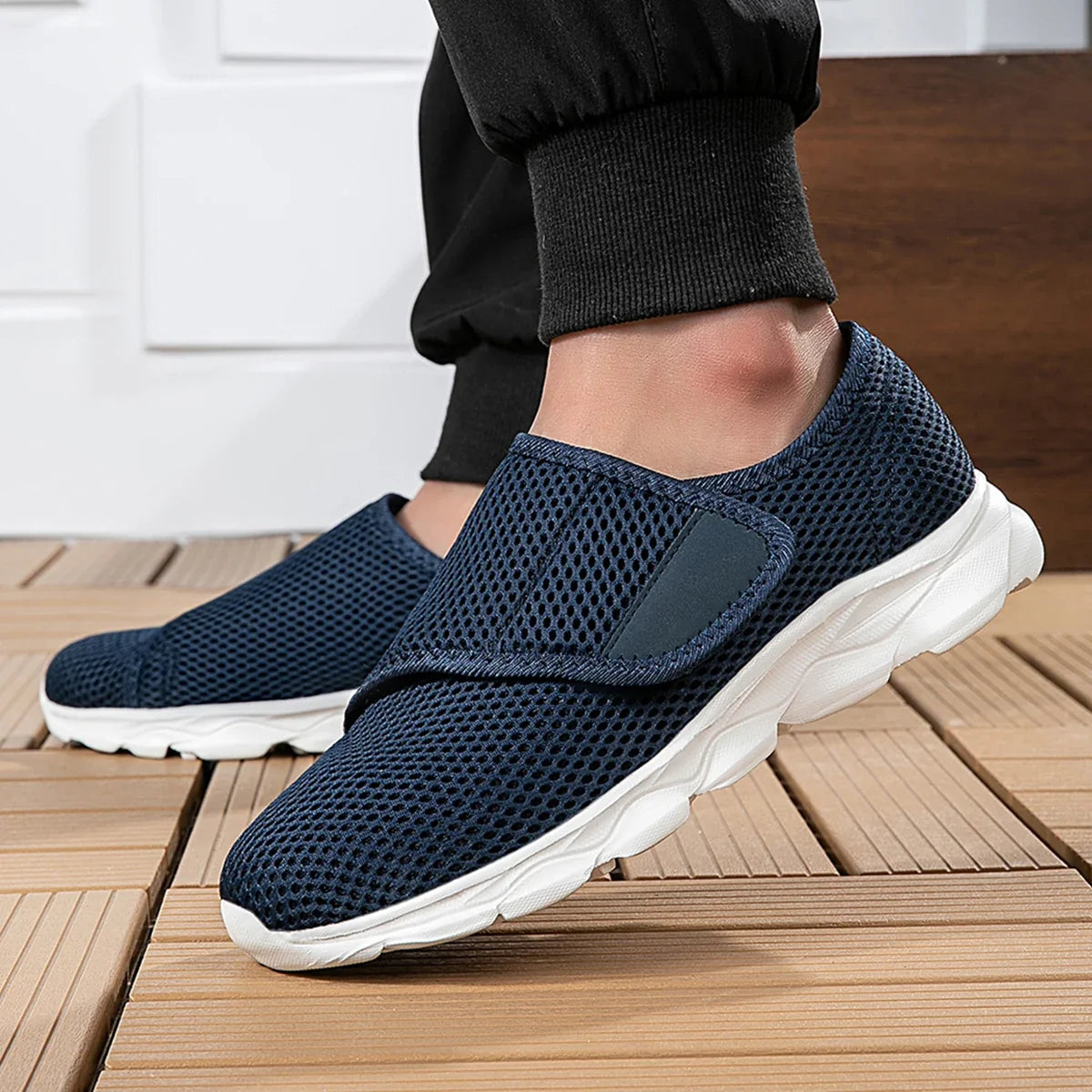 Orthopedische Wandelschoen Brede Pasvorm Verstelbaar Ademend Mesh Comfortabel Lopen Zwart Blauw Beige | Sulvida