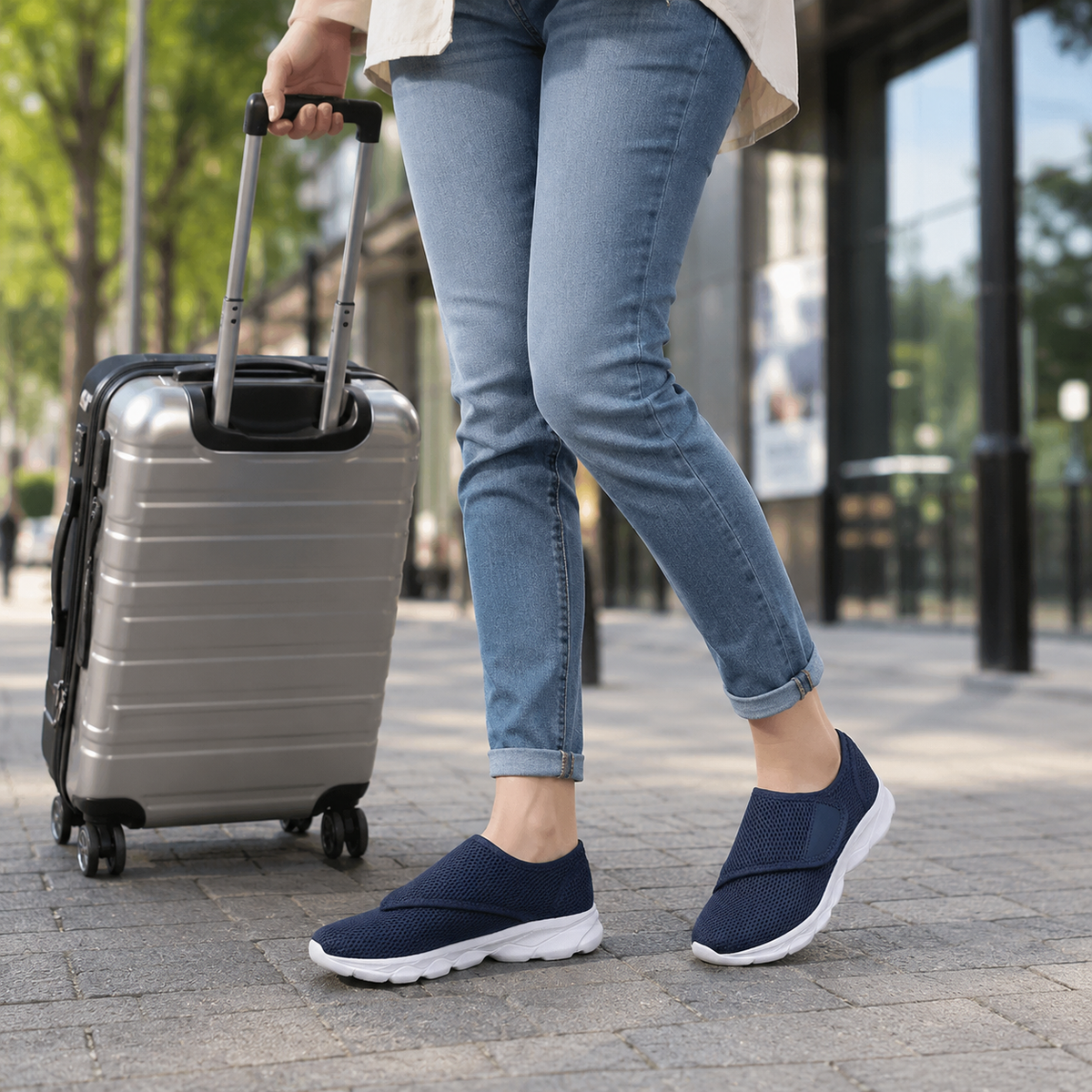 Orthopedische Wandelschoen Brede Pasvorm Verstelbaar Ademend Mesh Comfortabel Lopen Zwart Blauw Beige | Sulvida