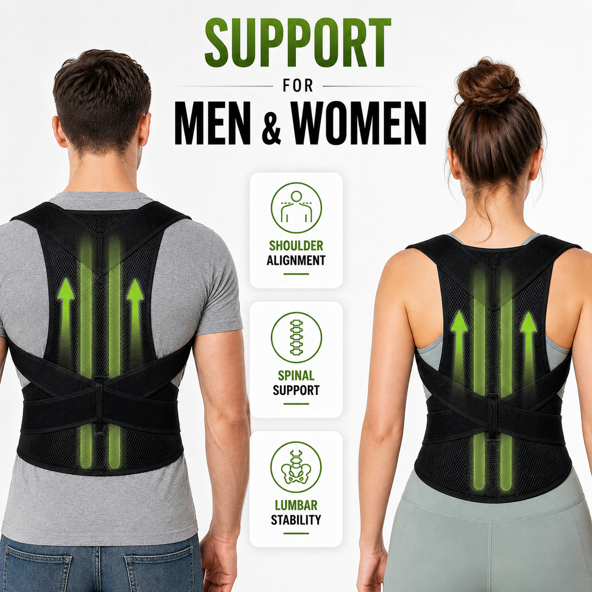Verstelbare Houdingsbrace Unisex voor Rugondersteuning Schoudercorrectie Ademend Postuur Verbeteren Comfort | Sulvida