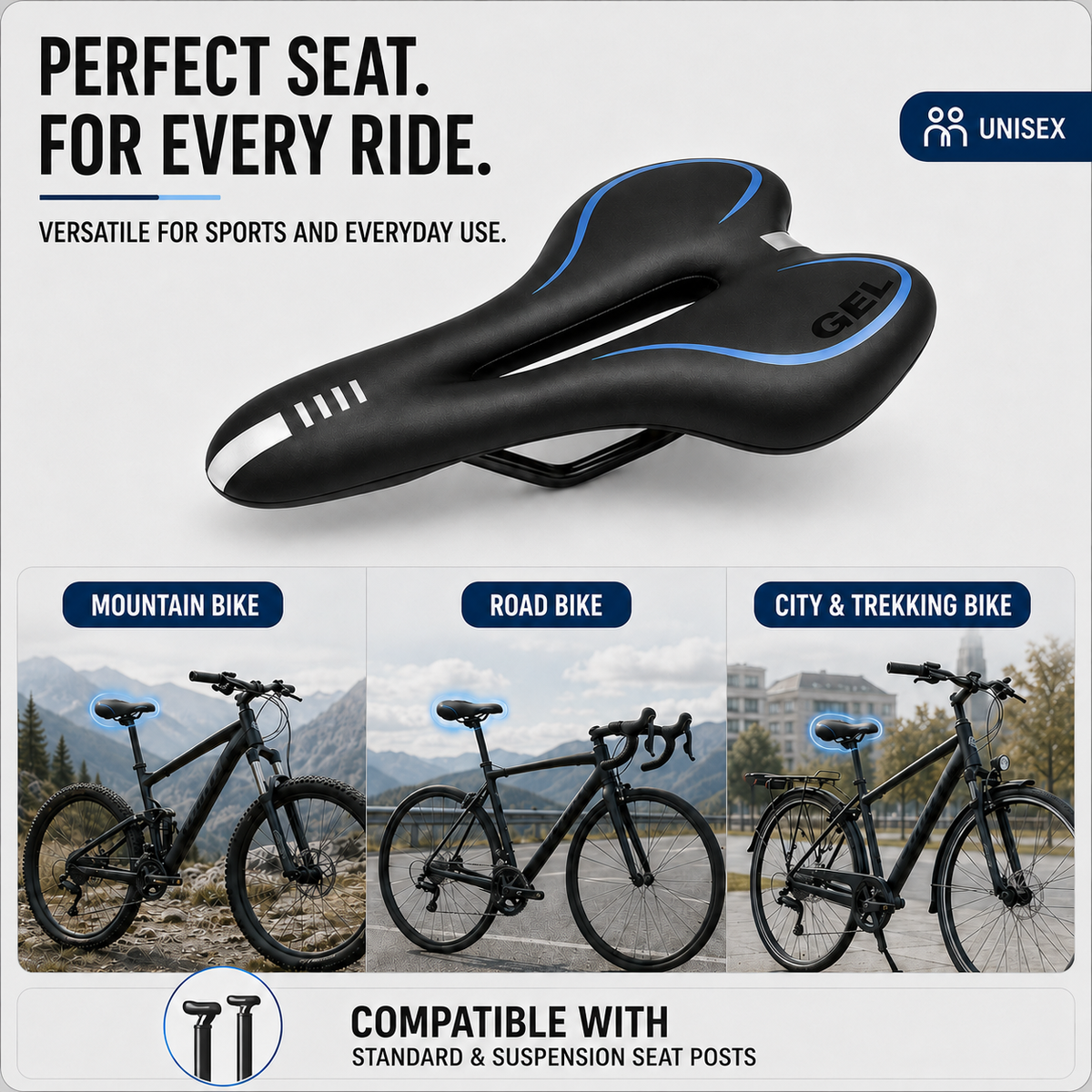 Ergonomisch Fietszadel Time Trial Design voor Wielersport Racefiets Mountainbike Triathlon Comfortabel Zadel | Sulvida