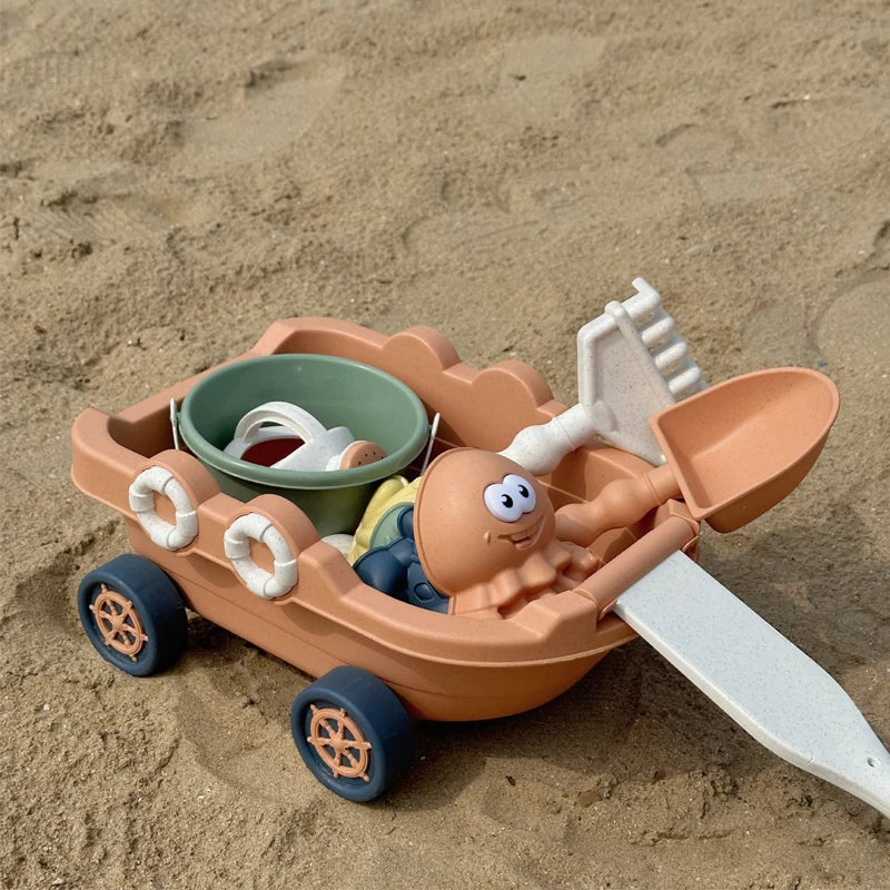 Strandspeelgoed Set Meerkleurig Duurzaam Zand Emmer Vormen Boot Schep Krab Schildpad Zee Zomer Buiten Spelen | Sulvida