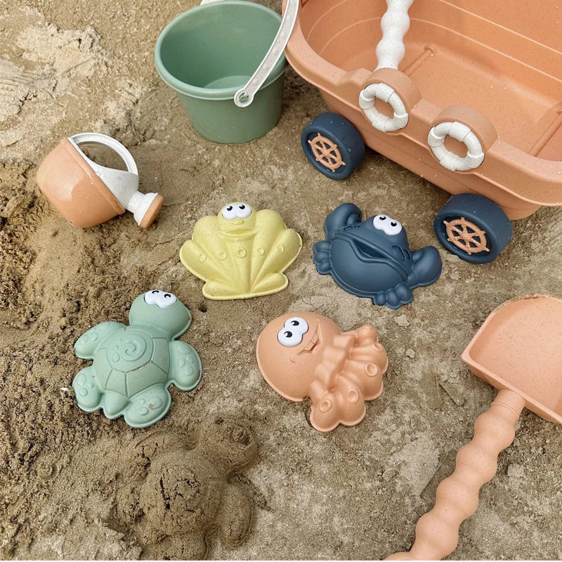 Strandspeelgoed Set Meerkleurig Duurzaam Zand Emmer Vormen Boot Schep Krab Schildpad Zee Zomer Buiten Spelen | Sulvida