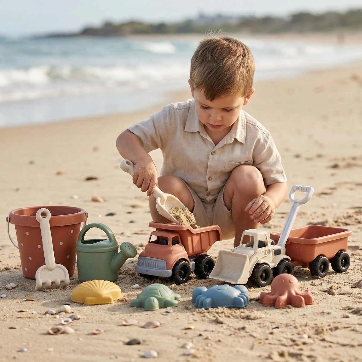Strandspeelgoed Set Meerkleurig Duurzaam Zand Emmer Vormen Boot Schep Krab Schildpad Zee Zomer Buiten Spelen | Sulvida