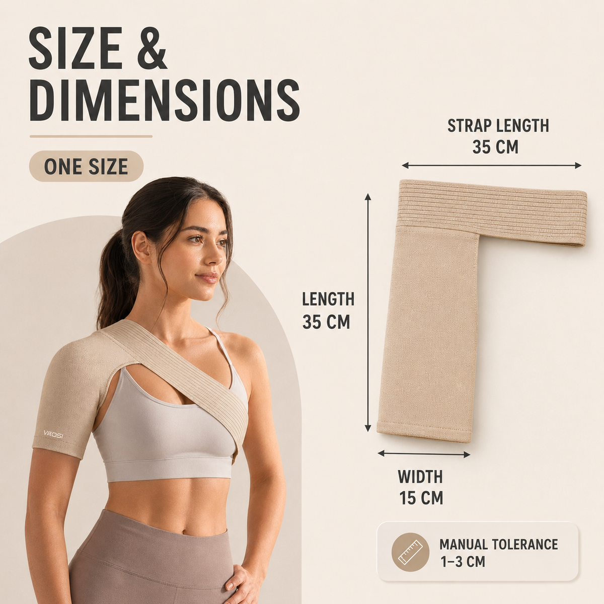 Elastische Schouderbandage voor Optimale Ondersteuning en Compressie Beige Verstelbaar Sport Blessurepreventie | Sulvida