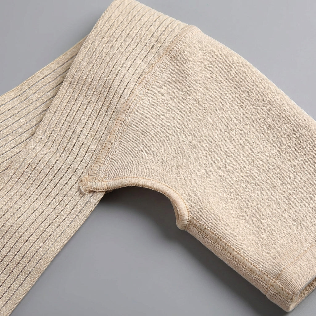 Elastische Schouderbandage voor Optimale Ondersteuning en Compressie Beige Verstelbaar Sport Blessurepreventie | Sulvida