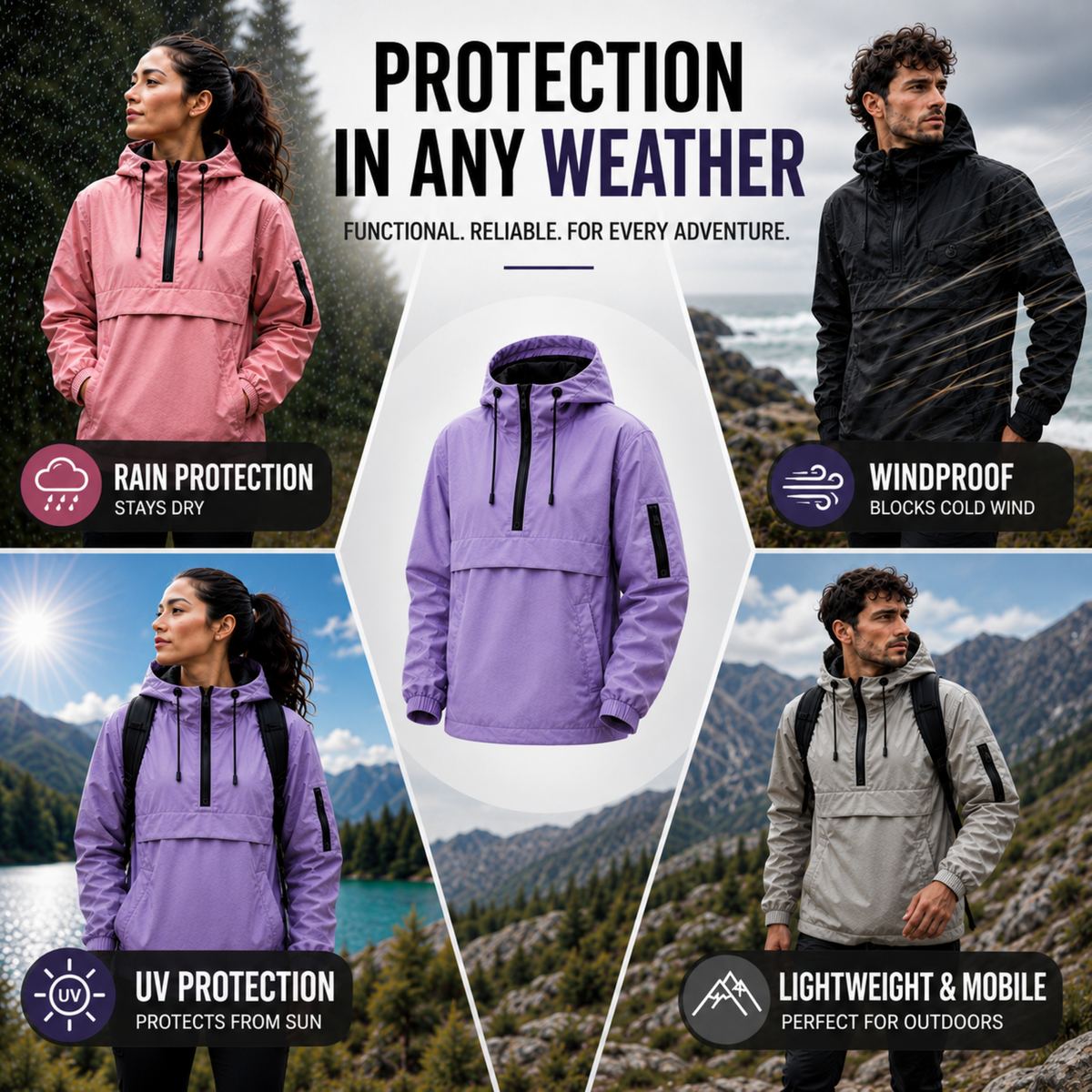 Winterjas Dames Heren Waterdicht Winddicht Warme Parka met Capuchon Outdoor Winterkleding Zwart Grijs Roze | Sulvida