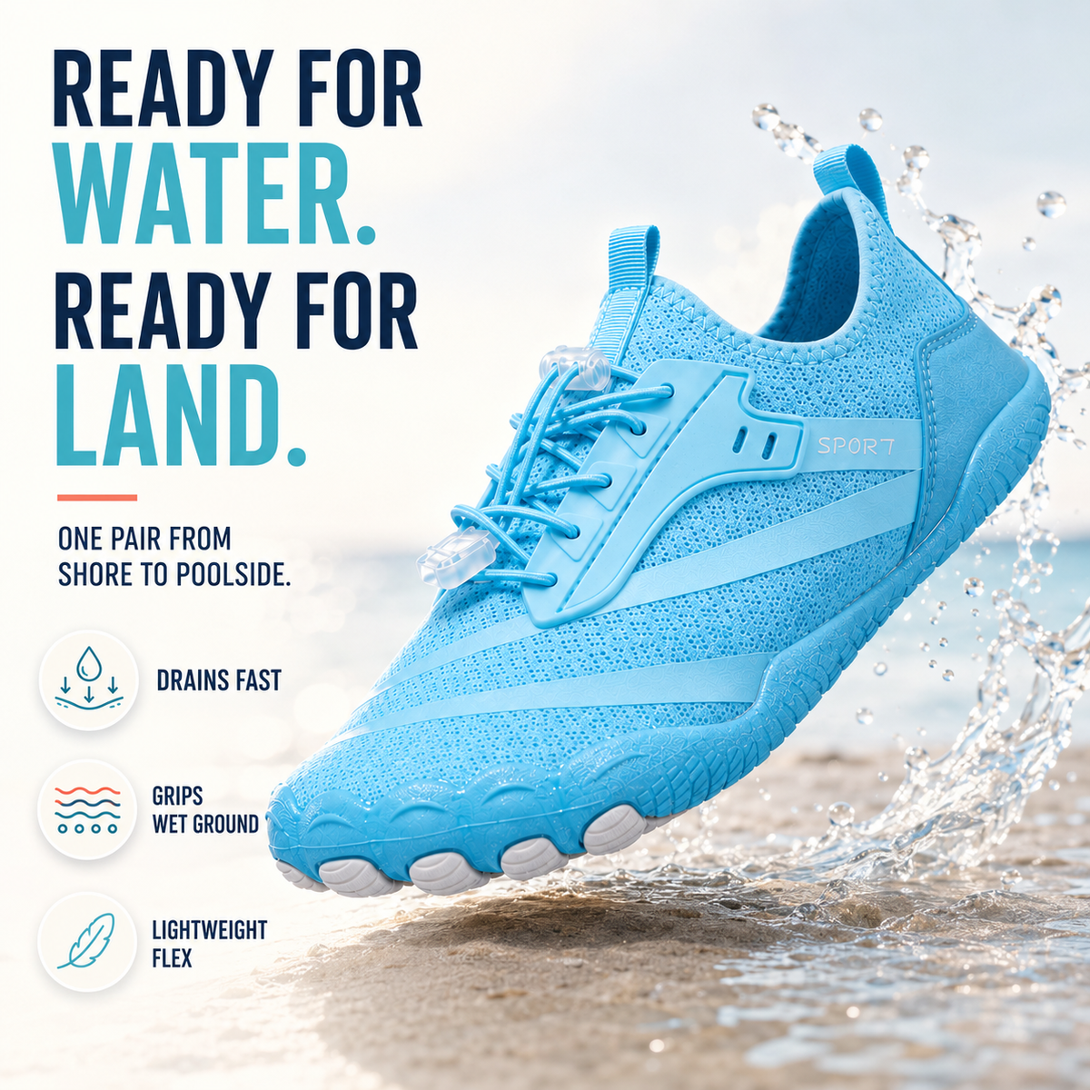 Waterschoenen voor Dames en Heren Quick-Dry Antislip Badschoenen Zwemschoenen Surfschoenen Watersport | Sulvida