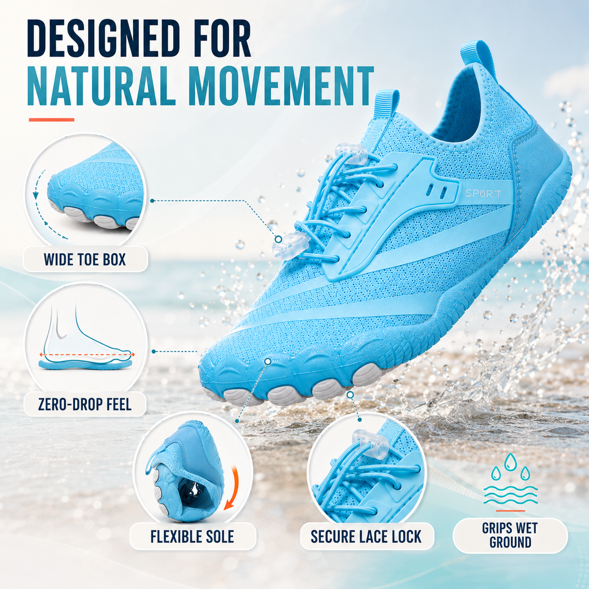 Waterschoenen voor Dames en Heren Quick-Dry Antislip Badschoenen Zwemschoenen Surfschoenen Watersport | Sulvida