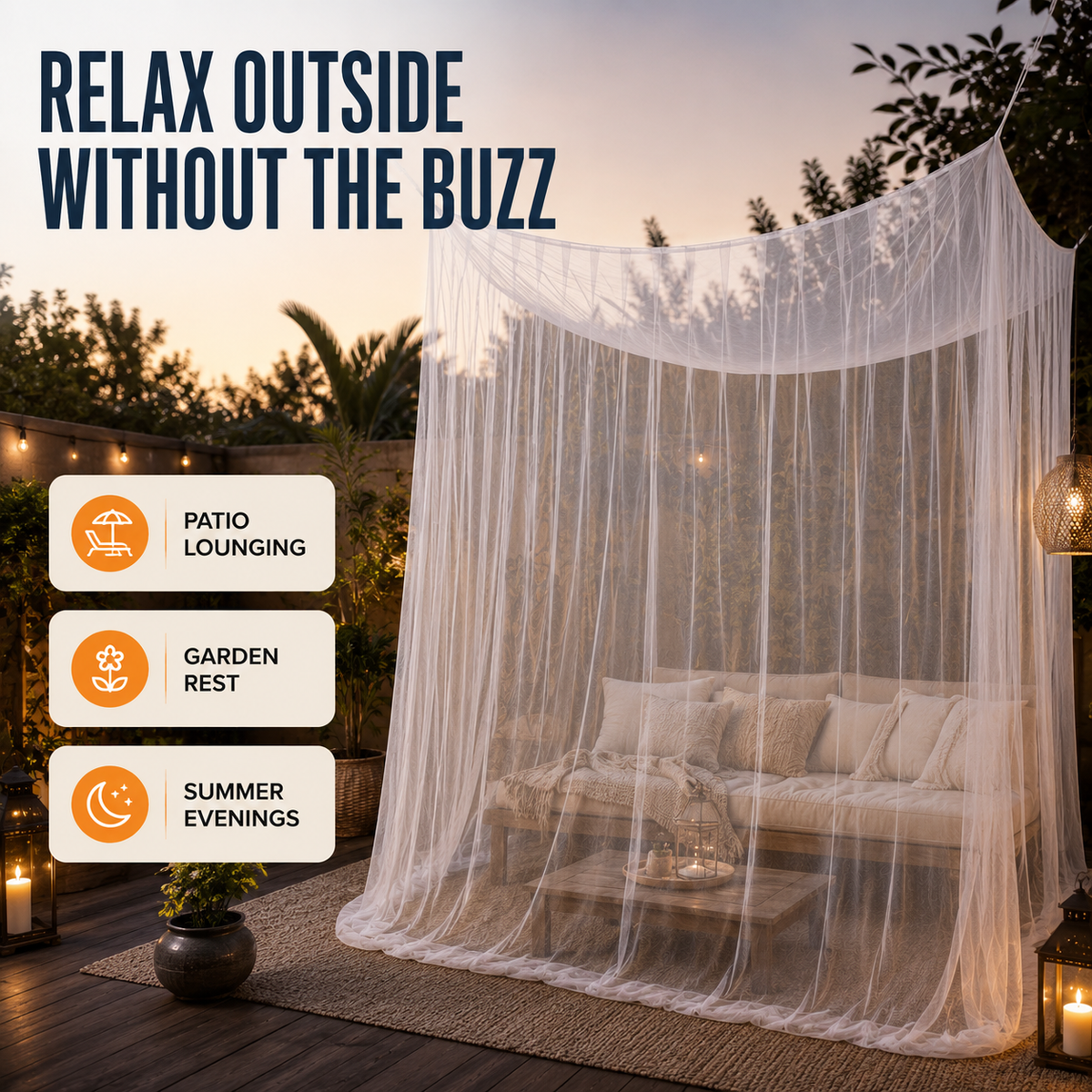 Hangend Muggennet Extra-Large 220x200x200cm Rechthoekig Klamboe Insectenbescherming Outdoor Indoor Slaapkamer Wit | Sulvida