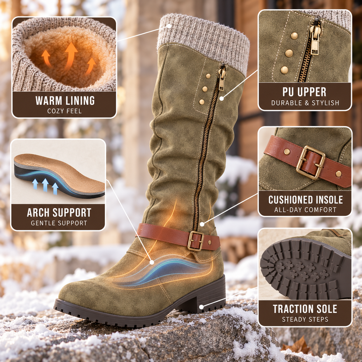 Comfortabele Winterlaarzen met Orthopedische Steun Dames Heren Warme Gevoerde Laarsjes Antislip Zool | Sulvida
