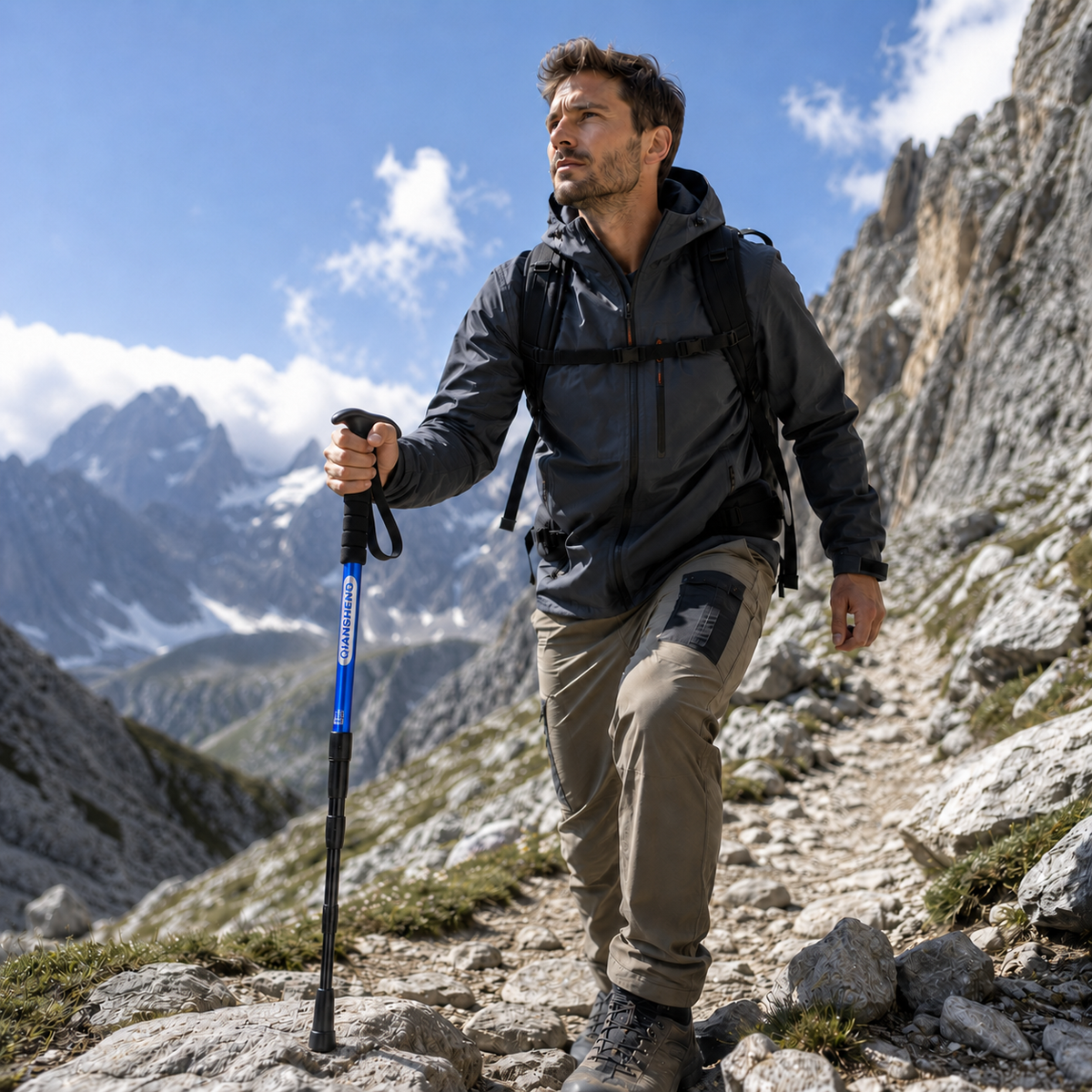 Inklapbare Telescopische Wandelstok Lichtgewicht Aluminium Trekkingstok met T-Handvat Verstelbaar 50-110 cm | Sulvida