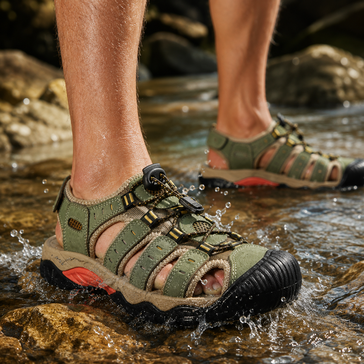 Ademende Wandelsandalen Open Teen voor Heren – Lichtgewicht Outdoor Hiking Schoenen Waterdicht Zomer | Sulvida