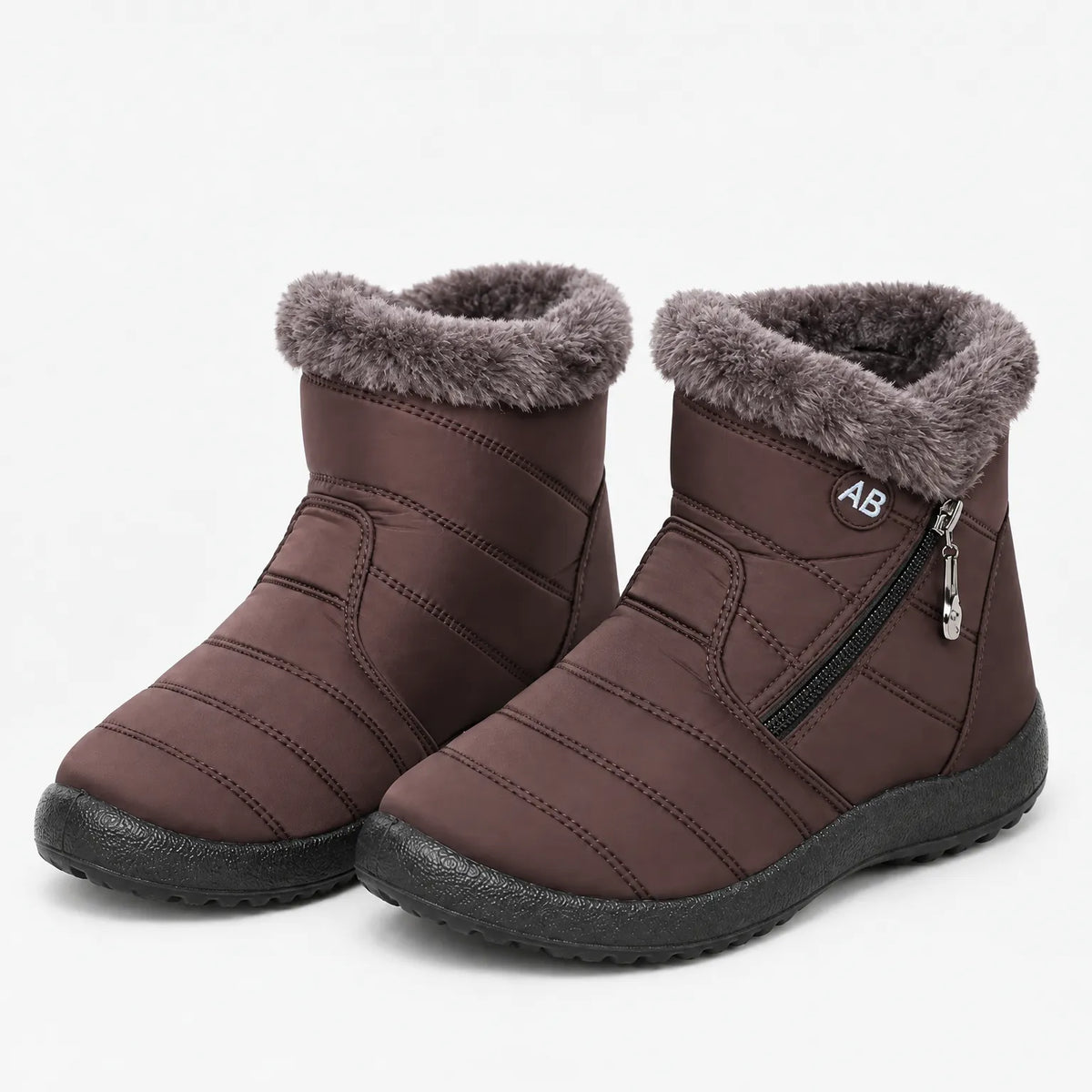 Gevoerde Dames Winterlaarzen Waterdicht Warm Zijrits Platte Zool Comfortabel Wandelschoeisel Snowboots | Sulvida