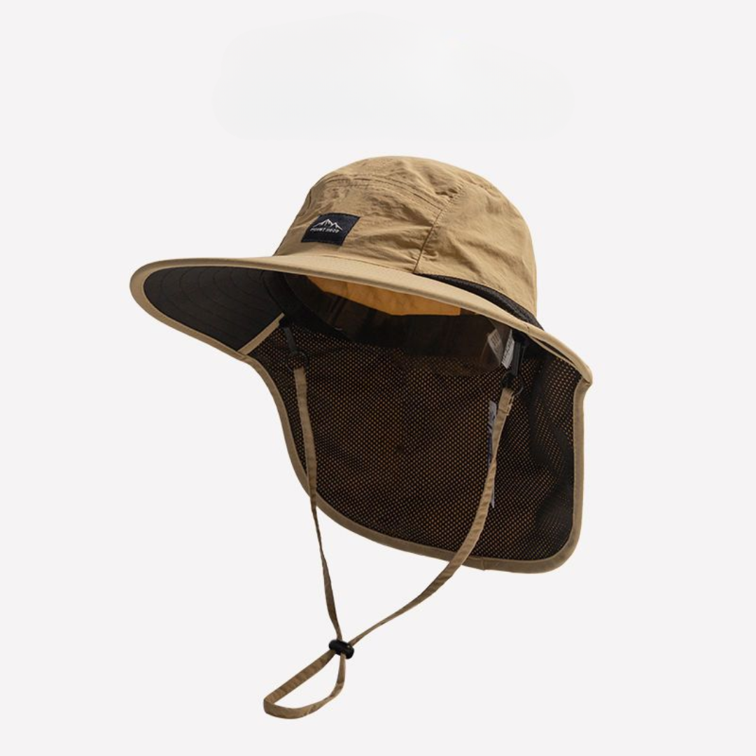 Buitenhoed met Nekflap en Brede Rand voor Wandelaars en Vissers UPF 50+ Zonbescherming Beige Unisex Zomer | Sulvida