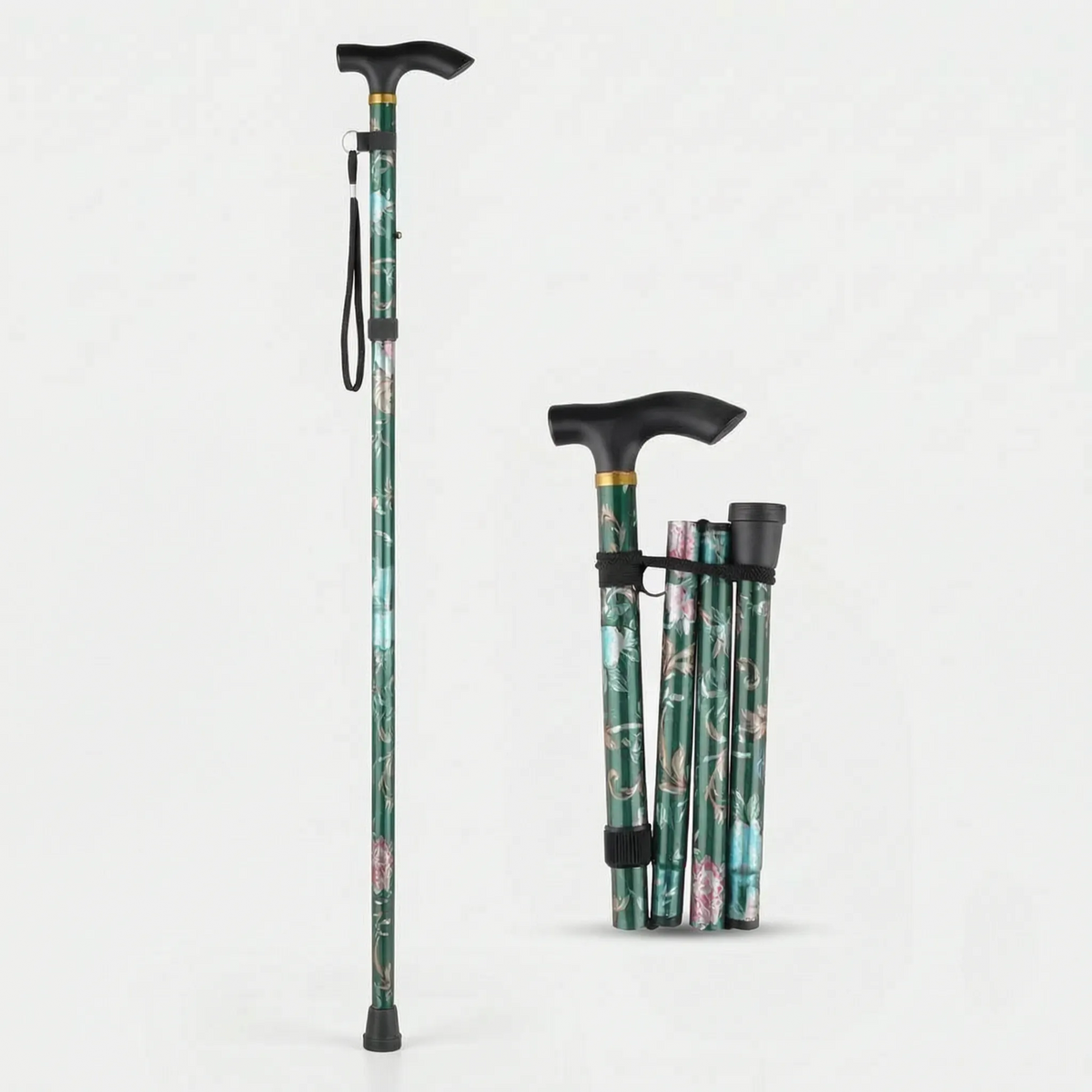 Inklapbare Wandelstok met Bloemendesign 82-92 cm Verstelbaar Lichtgewicht Aluminium Reisgrip Wandhulp | Sulvida